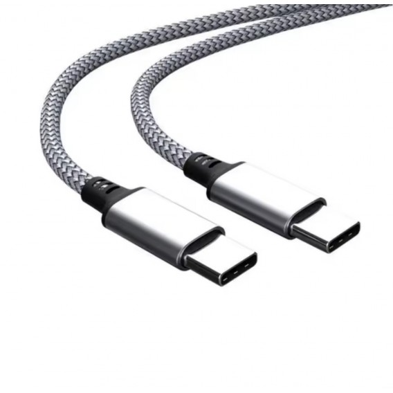 Нейлоновий кабель Type-c - Type-c для швидкої зарядки смартфонів (PD 60W) \ 50 см. \ Сірий