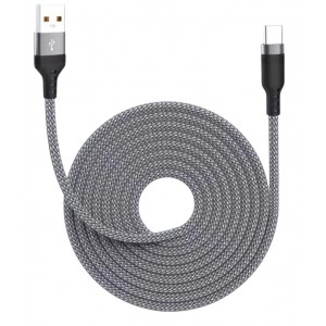 Нейлоновий кабель USB - Type-c для швидкої зарядки смартфонів \ 1.5 метра\ Сірий