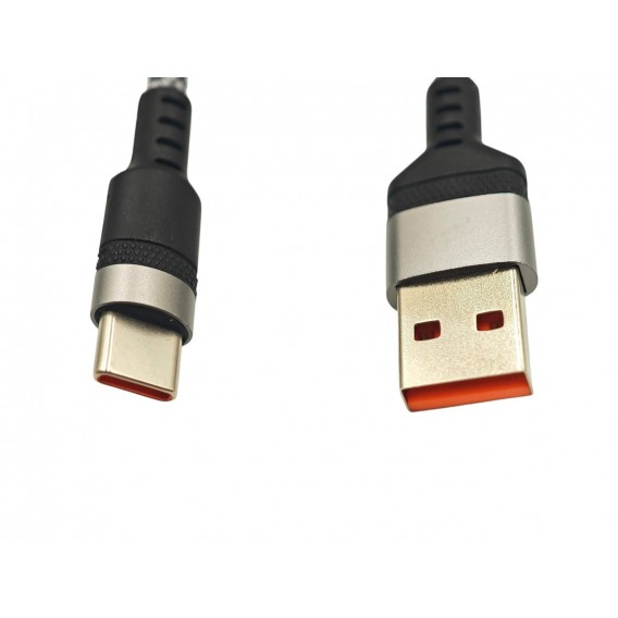 Нейлоновий кабель USB - Type-c для швидкої зарядки смартфонів \ 1.5 метра\ Сірий Нейлоновий кабель USB - Type-c для швидкої зарядки смартфонів \ 1.5 метра\ Сірий