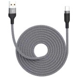 Кабель зарядки USB Type-A - USB Type-C, нейлонове обплетення, 10 м, Сірий