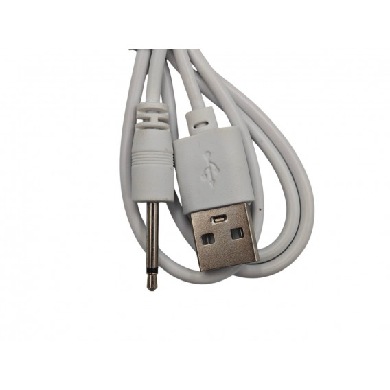 Зарядний кабель USB для вібро масажерів 2,5 мм (18 мм) / Білий