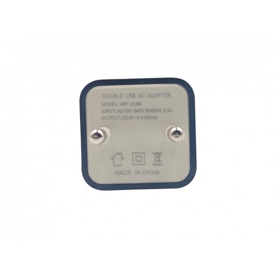 Блок живлення 2 USB 5V (Макс. 3.1А 11 ват) / Чорний Блок живлення 2 USB 5V (Макс. 3.1А 11 ват) / Чорний