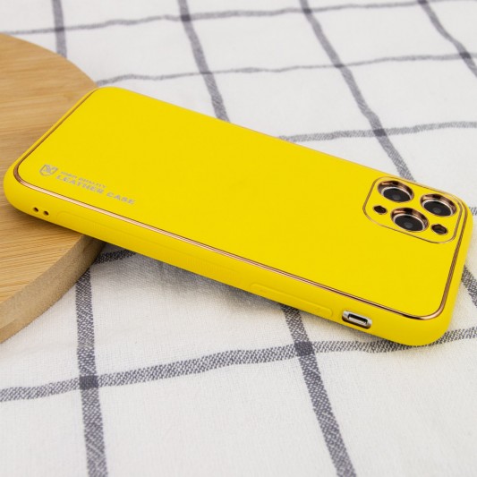 Кожаный чехол Xshield для Apple iPhone 11 Pro Max (6.5") Желтый / Yellow - изображение 2