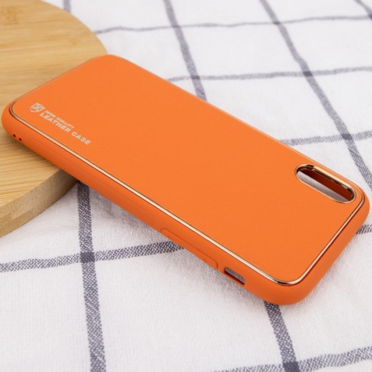 Кожаный чехол Xshield для Apple iPhone XR (6.1") Оранжевый / Apricot - изображение 2