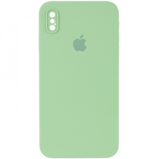 Чехол Silicone Case Square Full Camera Protective (AA) для Apple iPhone X / XS (5.8") Мятный / Mint