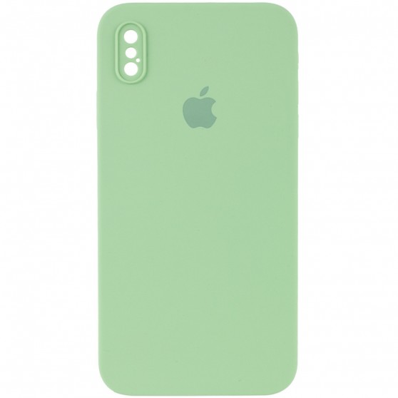 Чехол Silicone Case Square Full Camera Protective (AA) для Apple iPhone X / XS (5.8") Мятный / Mint