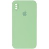 Чохол Silicone Case Square Full Camera Protective (AA) Для Apple iPhone XS (М'ятний / Mint )