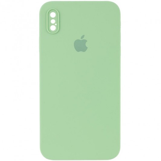 Чехол Silicone Case Square Full Camera Protective (AA) для Apple iPhone X / XS (5.8") Мятный / Mint