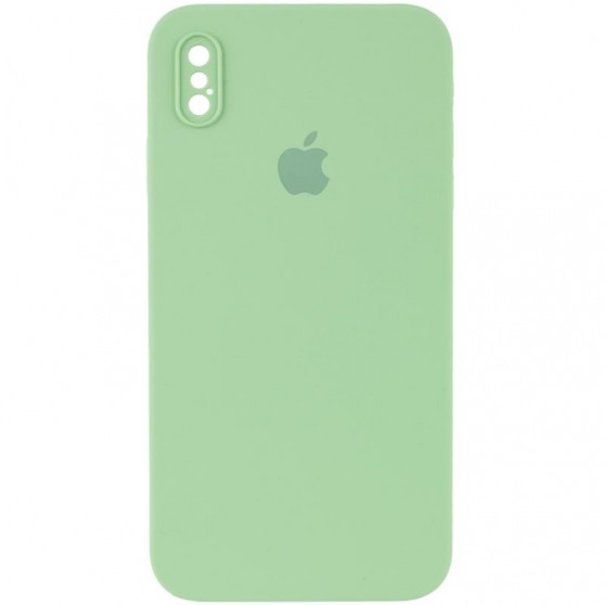 Чехол Silicone Case Square Full Camera Protective (AA) для Apple iPhone X / XS (5.8") Мятный / Mint