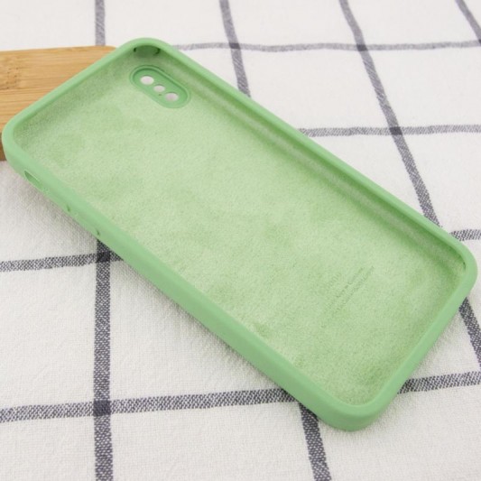 Чехол Silicone Case Square Full Camera Protective (AA) для Apple iPhone X / XS (5.8") Мятный / Mint - изображение 2