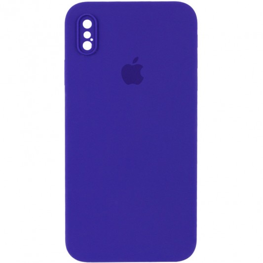 Чохол Silicone Case Square Full Camera Protective (AA) для Apple iPhone X / XS (5.8") Фіолетовий / Ultra Violet