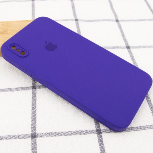 Чохол Silicone Case Square Full Camera Protective (AA) для Apple iPhone X / XS (5.8") Фіолетовий / Ultra Violet - зображення 1 