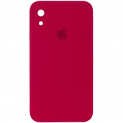 Чохол Silicone Case Square Full Camera Protective (AA) для Apple iPhone XR (6.1") Червоний / Rose Red