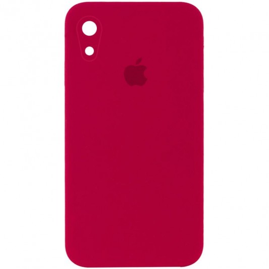 Чохол Silicone Case Square Full Camera Protective (AA) для Apple iPhone XR (6.1") Червоний / Rose Red