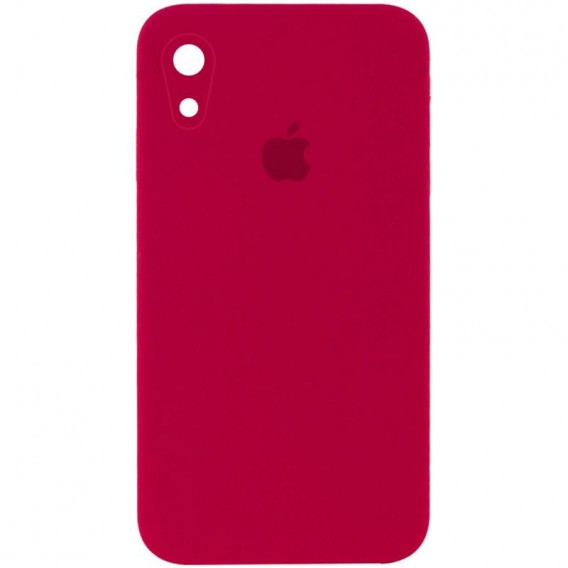 Чохол Silicone Case Square Full Camera Protective (AA) Для Apple iPhone XR (Червоний / Rose Red)