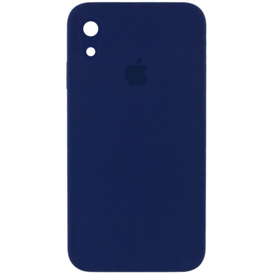 Чехол Silicone Case Square Full Camera Protective (AA) для Apple iPhone XR (6.1") Темно-синий / Midnight blue