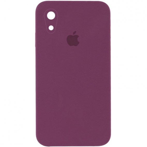 Чохол Silicone Case Square Full Camera Protective (AA) Для Apple iPhone XR (бордовий / Maroon)