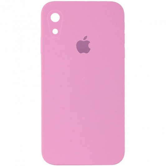 Чохол Silicone Case Square Full Camera Protective (AA) для Apple iPhone XR (6.1") Рожевий / Light pink