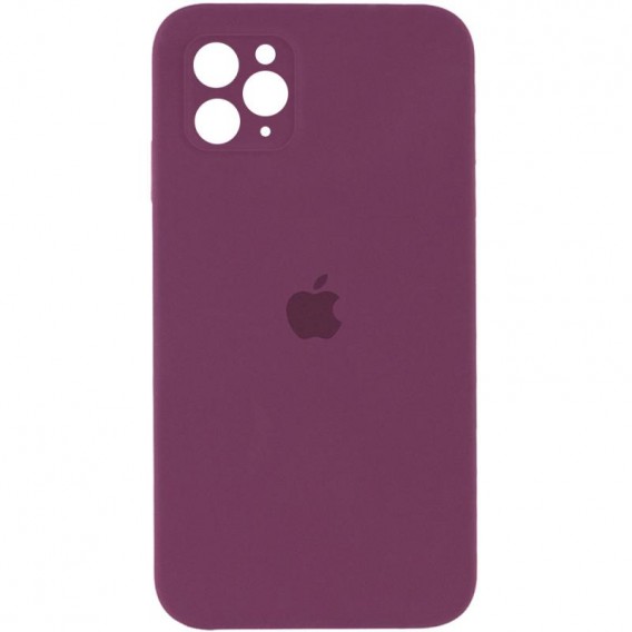 Чохол Silicone Case Square Full Camera Protective (AA) Для Apple iPhone 11 Pro (бордовий / Maroon )
