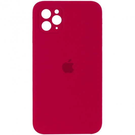 Чохол Silicone Case Square Full Camera Protective (AA) для Apple iPhone 11 Pro Max (6.5") Червоний / Rose Red