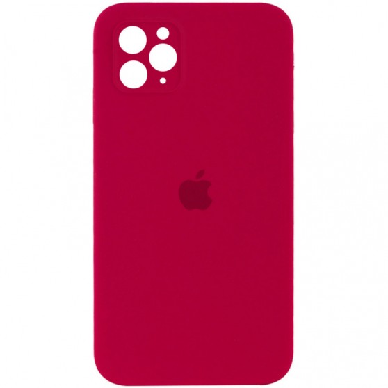 Чехол Silicone Case Square Full Camera Protective (AA) для Apple iPhone 11 Pro Max (6.5") Красный / Rose Red