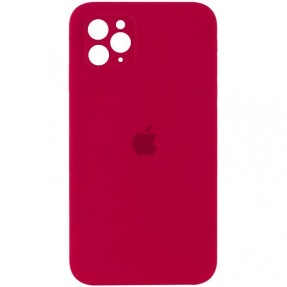 Чехол Silicone Case Square Full Camera Protective (AA) для Apple iPhone 11 Pro Max (6.5") Красный / Rose Red