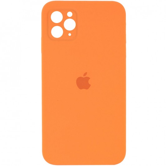 Чехол Silicone Case Square Full Camera Protective (AA) для Apple iPhone 11 Pro Max (6.5") Оранжевый / Papaya