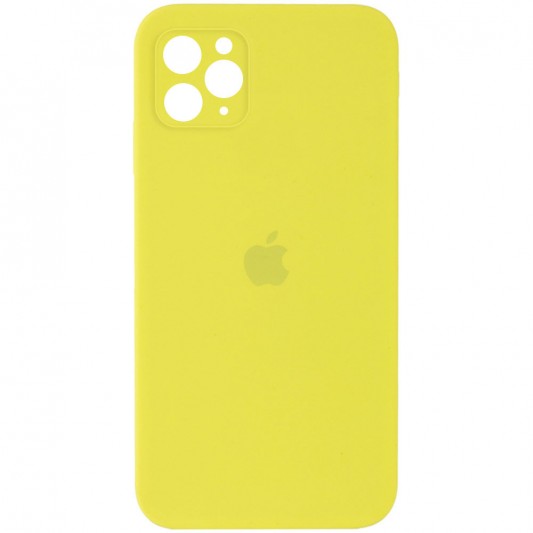 Чохол Silicone Case Square Full Camera Protective (AA) для Apple iPhone 11 Pro Max (6.5") Жовтий / Bright Yellow