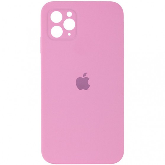 Чехол Silicone Case Square Full Camera Protective (AA) для Apple iPhone 11 Pro Max (6.5") Розовый / Light pink