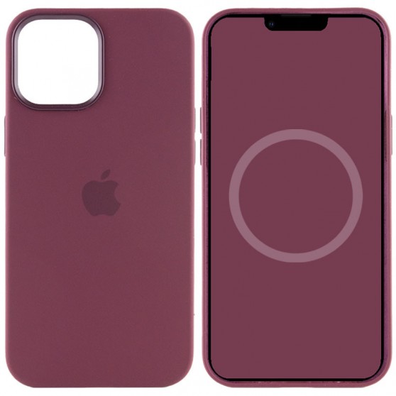 Чехол Silicone case (AAA) full with Magsafe and Animation для Apple iPhone 12 Pro / 12 (6.1"") (Бордовый / Plum)