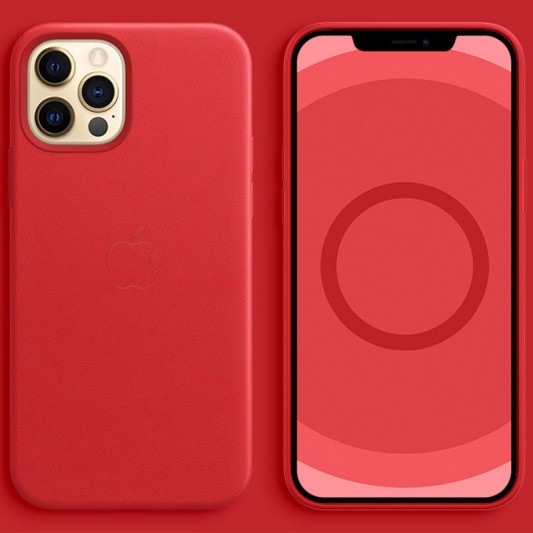 Кожаный чехол Leather Case (AAA) with MagSafe and Animation для Apple iPhone 12 Pro / 12 (6.1") Red - изображение 1