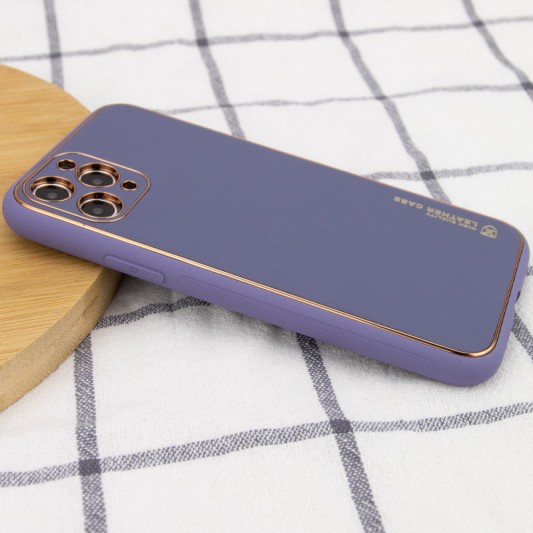 Кожаный чехол Xshield для Apple iPhone 12 Pro (6.1") Серый / Lavender Gray - изображение 1