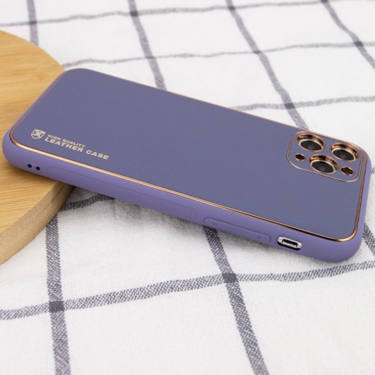 Кожаный чехол Xshield для Apple iPhone 12 Pro (6.1") Серый / Lavender Gray - изображение 2
