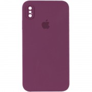 Чохол Silicone Case Square Full Camera Protective (AA) Для Apple iPhone XS Max (бордовий / Maroon)