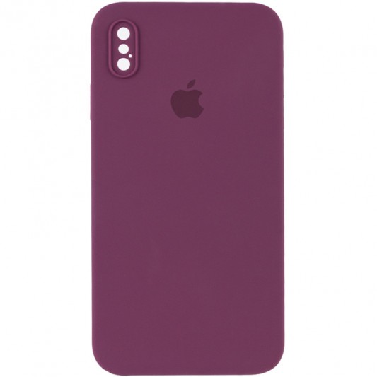 Чохол Silicone Case Square Full Camera Protective (AA) для Apple iPhone XS Max (6.5") Бордовий / Maroon