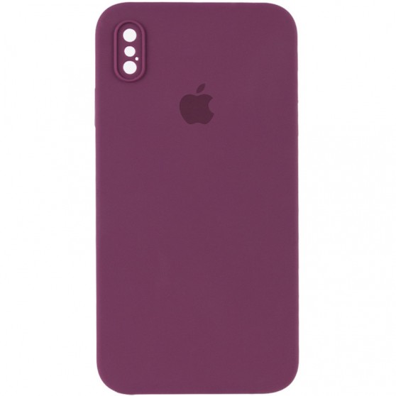 Чехол Silicone Case Square Full Camera Protective (AA) для Apple iPhone XS Max (6.5") Бордовый / Maroon