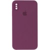 Чохол Silicone Case Square Full Camera Protective (AA) Для Apple iPhone XS Max (бордовий / Maroon)