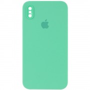 Чохол Silicone Case Square Full Camera Protective (AA) для Apple iPhone XS Max (6.5") Зелений / Spearmint