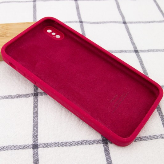 Чохол Silicone Case Square Full Camera Protective (AA) для Apple iPhone XS Max (6.5") Червоний / Rose Red - зображення 2 