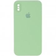Чохол Silicone Case Square Full Camera Protective (AA) Для Apple iPhone XS Max (М'ятний / Mint)