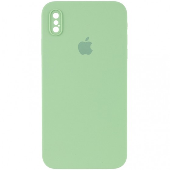 Чехол Silicone Case Square Full Camera Protective (AA) для Apple iPhone XS Max (6.5") Мятный / Mint