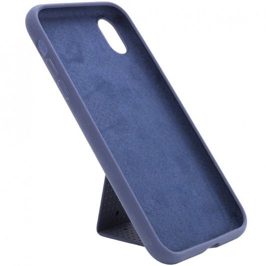 Чехол Silicone Case Hand Holder для Apple iPhone XS Max (6.5") Темно-синий / Midnight blue - изображение 3