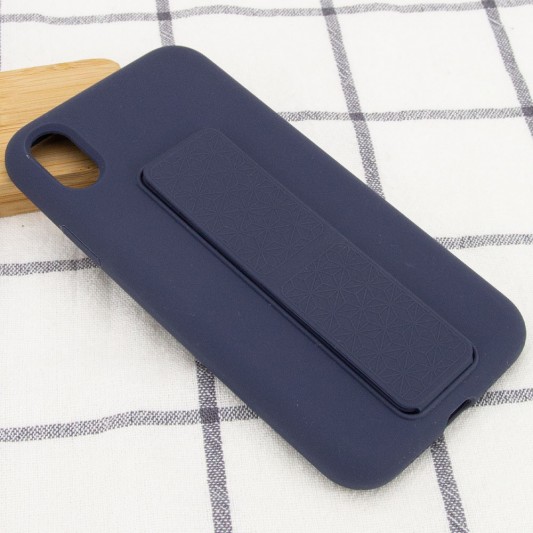 Чехол Silicone Case Hand Holder для Apple iPhone XS Max (6.5") Темно-синий / Midnight blue - изображение 7