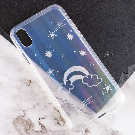 TPU + Glass чохол Aurora Space для Apple iPhone XS Max (Веселка)
