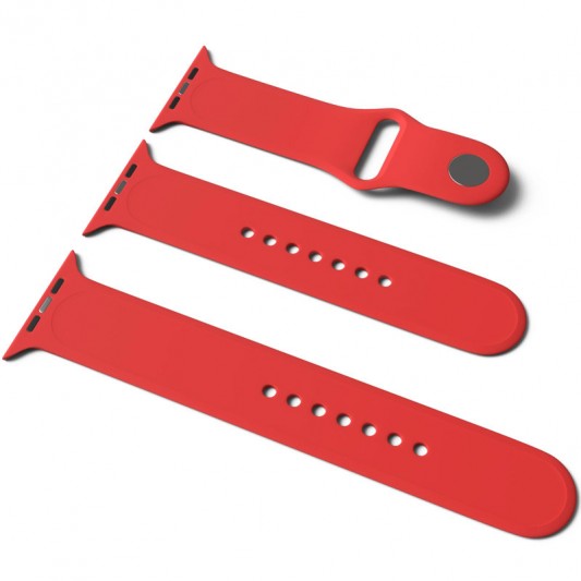 Силіконовий ремінець для Apple Watch Sport Band 38/40/41/42mm(ser.10) (S/M & M/L) 3pcs Червоний / Red