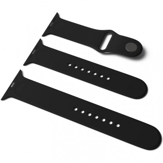 Силиконовый ремешок для Apple Watch Sport Band 38/40/41/42mm(ser.10) (S/M & M/L) 3pcs Черный / Black