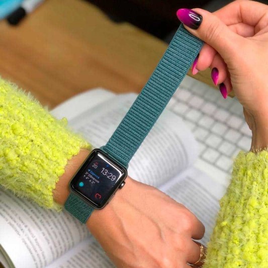 Ремінець Nylon для Apple Watch 42(ser.1-3)/44/45/46/49mm Зелений / Pine green - зображення 1 