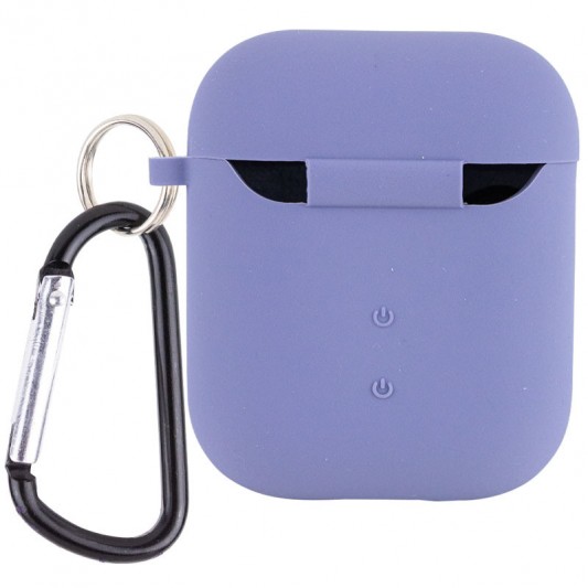 Силиконовый футляр с микрофиброй для наушников Airpods 1/2 Серый / Lavender Gray - изображение 1