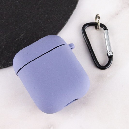 Силиконовый футляр с микрофиброй для наушников Airpods 1/2 Серый / Lavender Gray - изображение 3