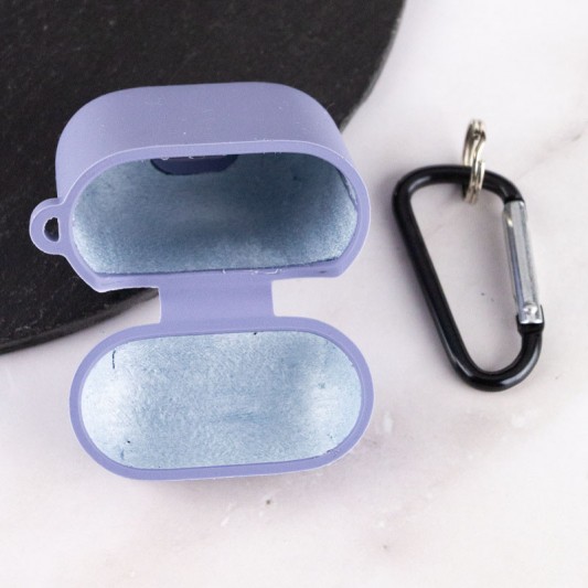 Силиконовый футляр с микрофиброй для наушников Airpods 1/2 Серый / Lavender Gray - изображение 7